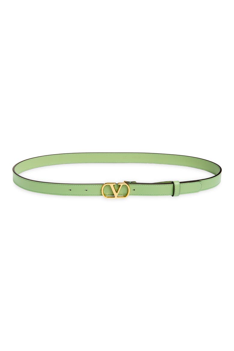 VLOGO Signature Skinny Leather Belt, Main, color, MINT