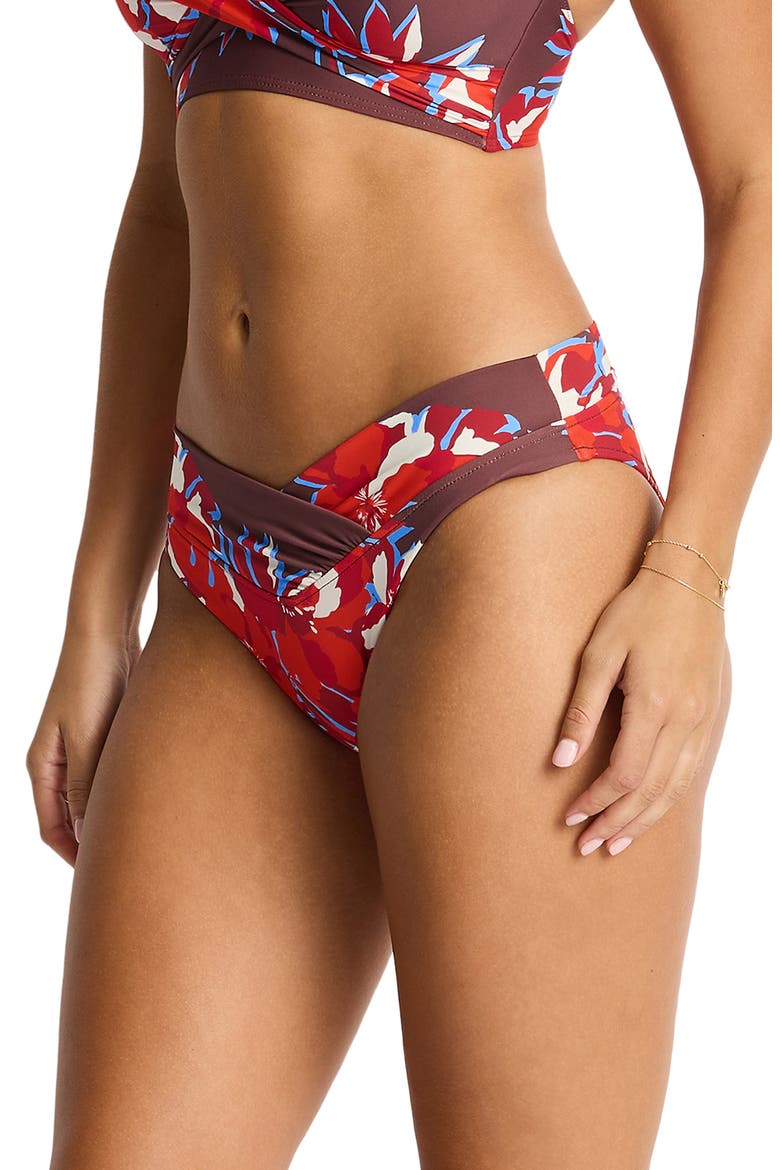 V-Front Mid Rise Bikini Bottoms, Alternate, color, CHOCOLATE