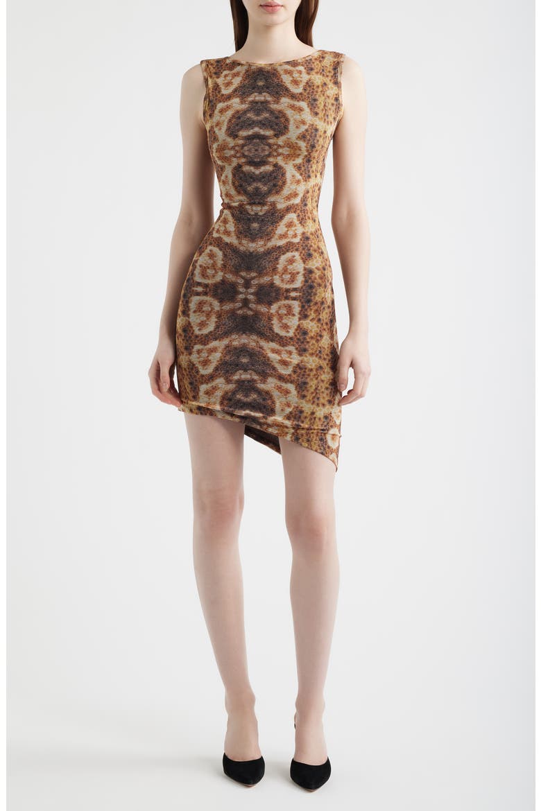 Caracola Asymmetric Body-Con Minidress, Main, color, MIEL