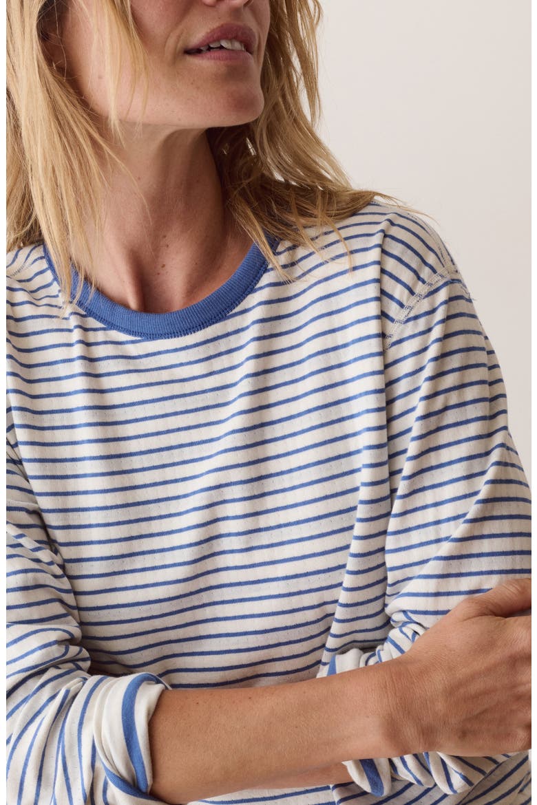 Juno Striped Double Knit Long Sleeve T-Shirt, Alternate, color, FADED BLUE STRIPE