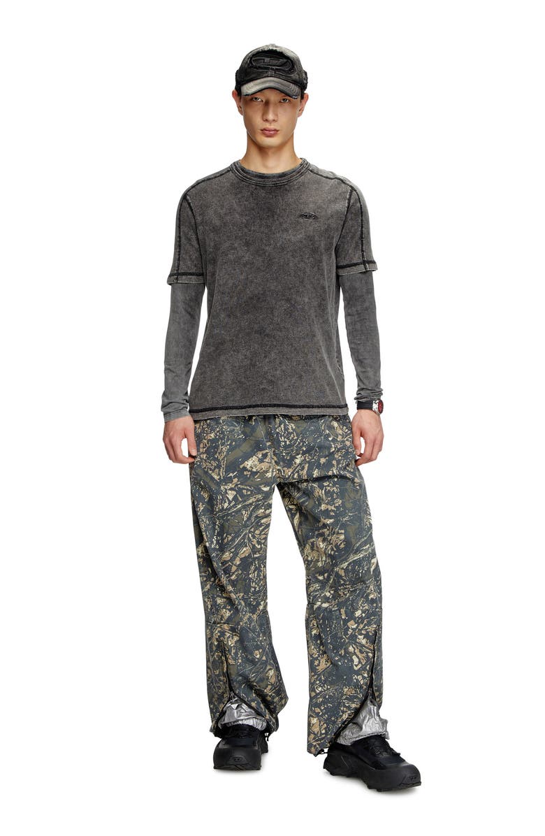 DIESEL<sup>®</sup> Denim Look Jersey T-Shirt, Alternate, color, Black/ Deni