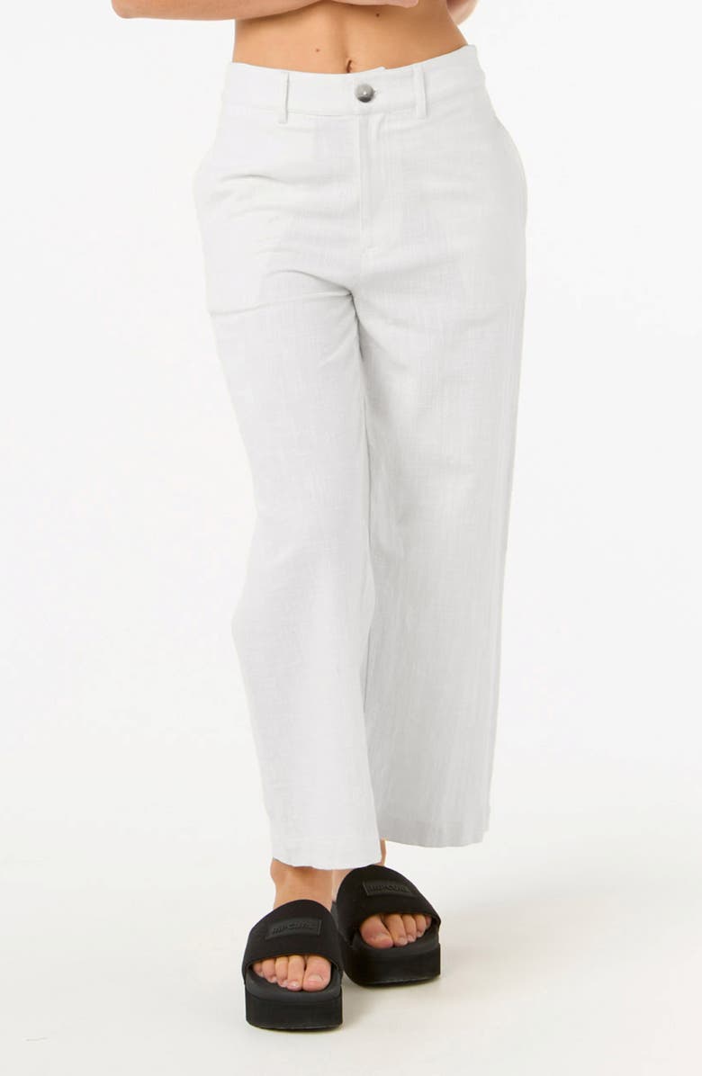 Rip Curl Vacation Crop Wide Leg Cotton Slub Pants, Main, color, White