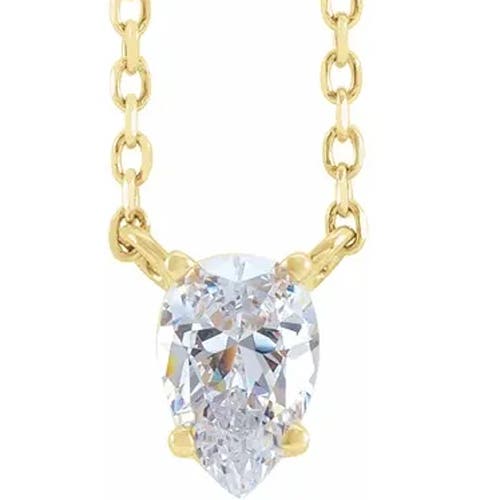 Bliss Diamond 1ct Pear Shape Diamond Solitaire Floating Pendant Gold Necklace Lab Grown In 14k Yellow Gold