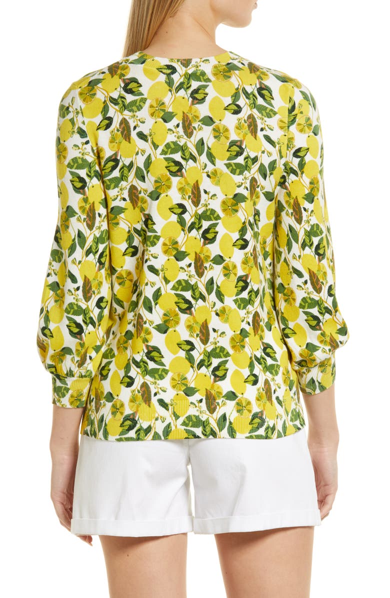 Boden Lemon Print Cotton Crewneck Sweater, Alternate, color, 