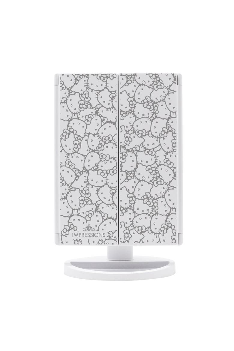Hello Kitty® Trifold LED Makeup Mirror with Magnification, Main, color, White