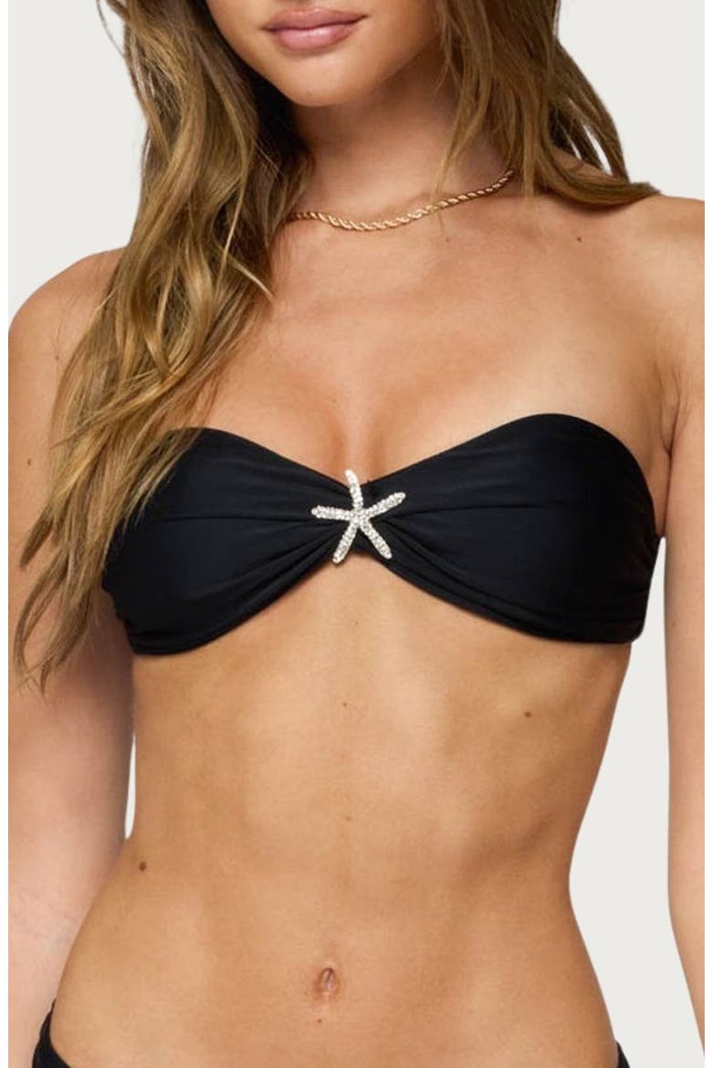 Starfish Bandeau Bikini Top, Main, color, BLACK
