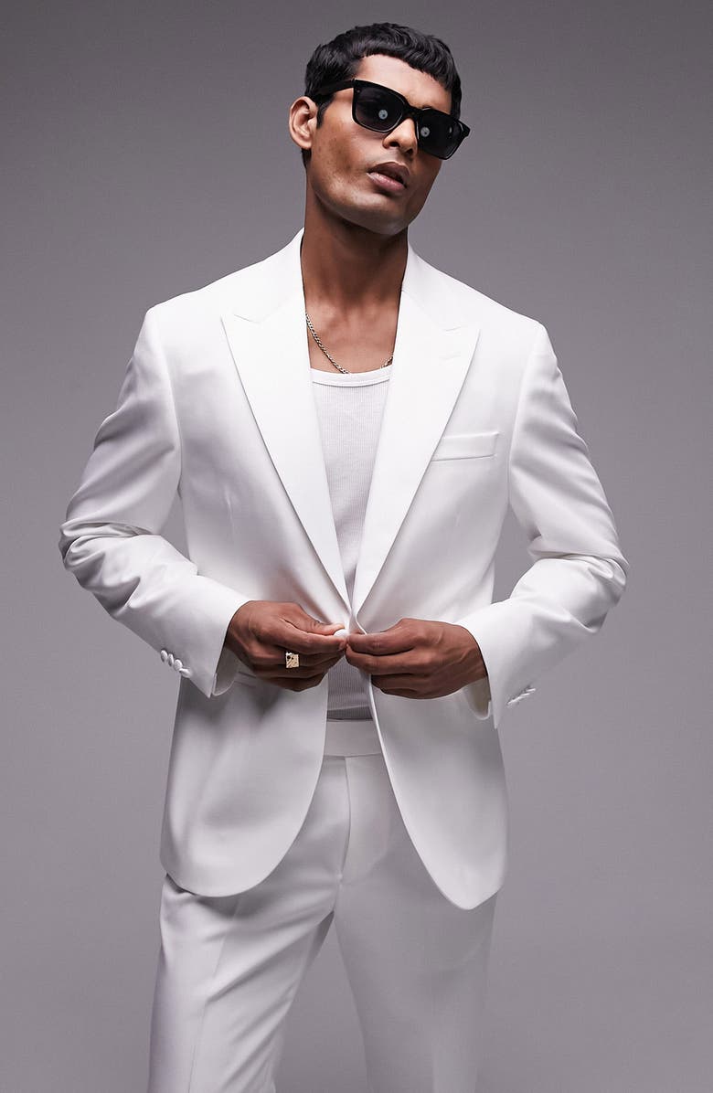 Topman Slim Fit Tuxedo Jacket, Main, color, 