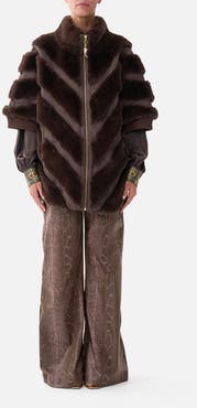 Camilla Faux Fur Stripe Slouch Jacket