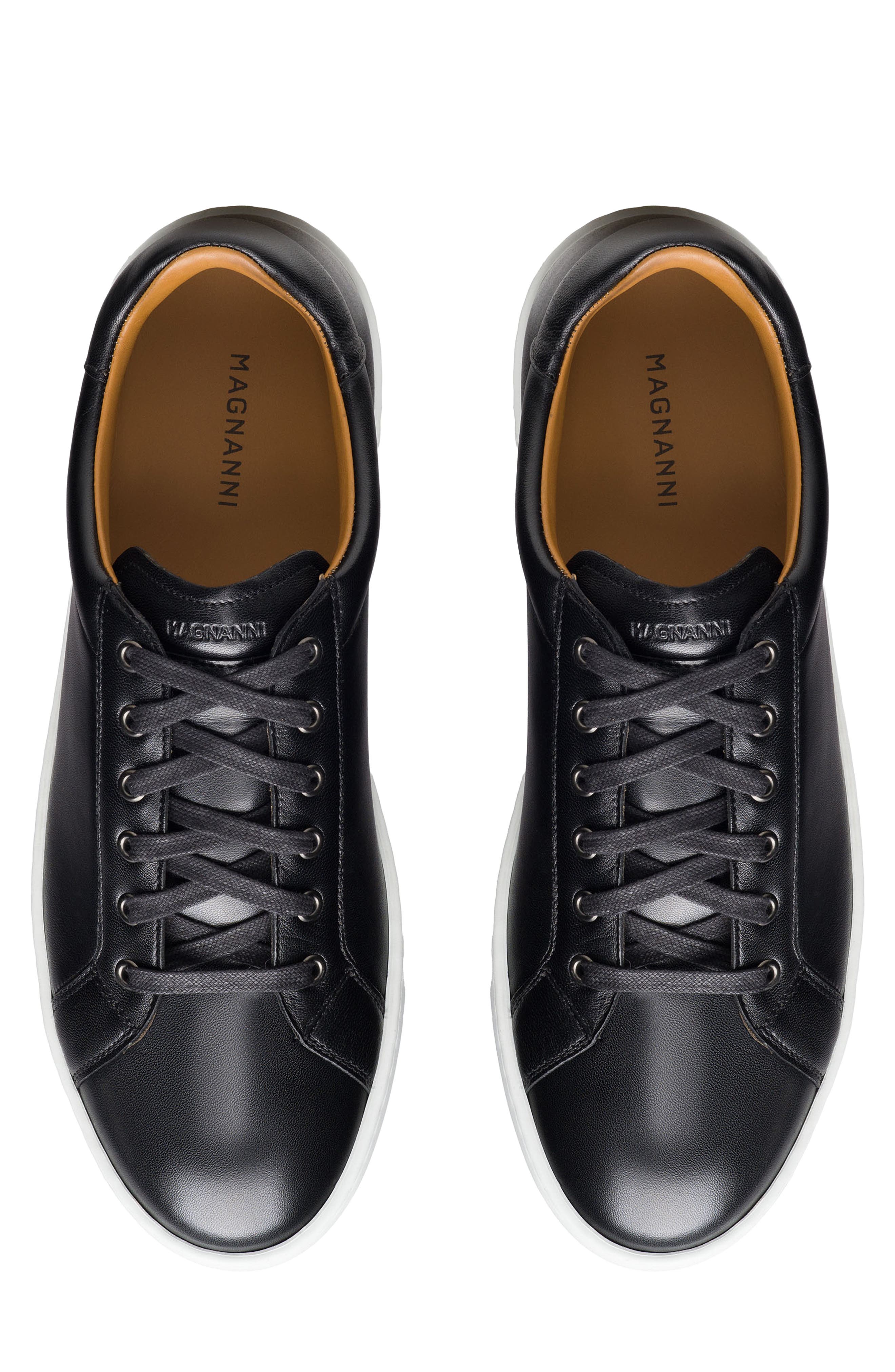 Magnanni Cote Lo Leather Sneaker, Alternate, color, Black Napa
