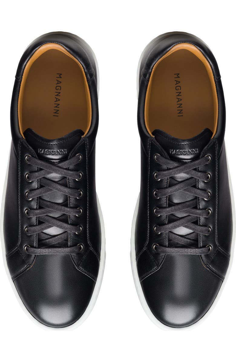 Magnanni Cote Lo Leather Sneaker, Alternate, color, Black Napa