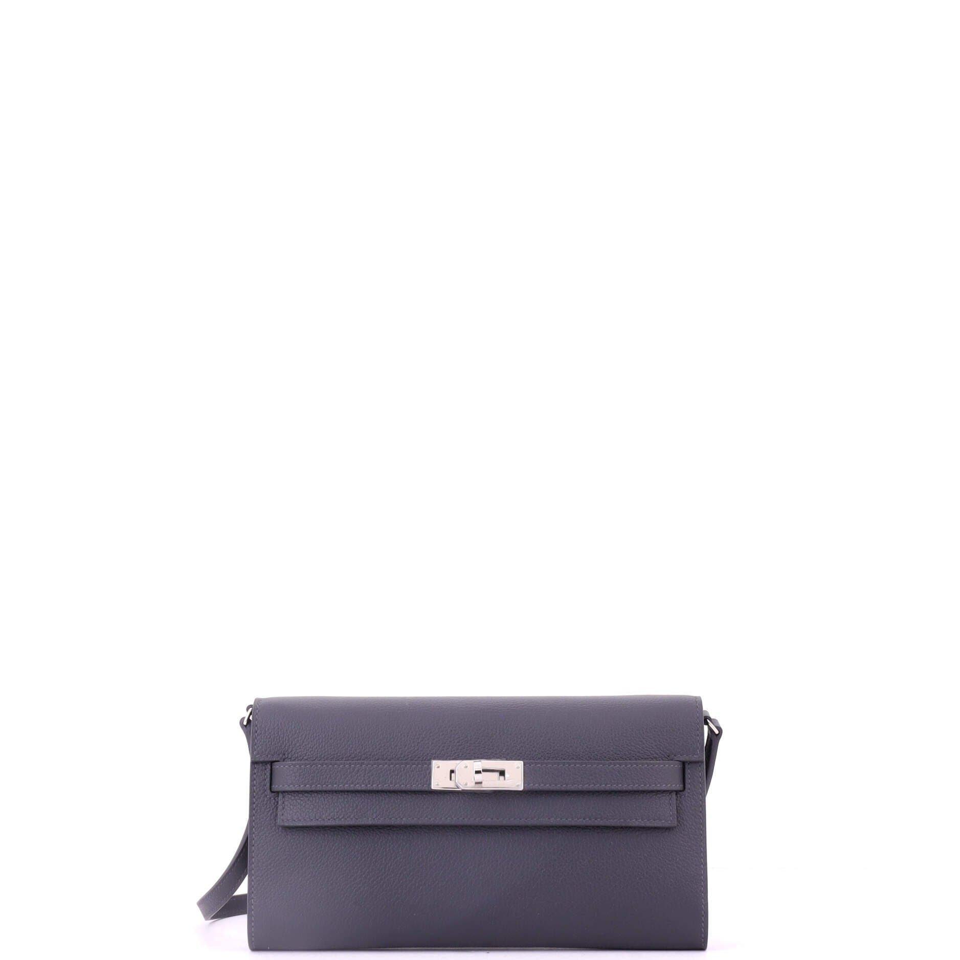 Pre-Owned Hermes Kelly To Go Wallet Evercolor, Main, color, Gris Misty