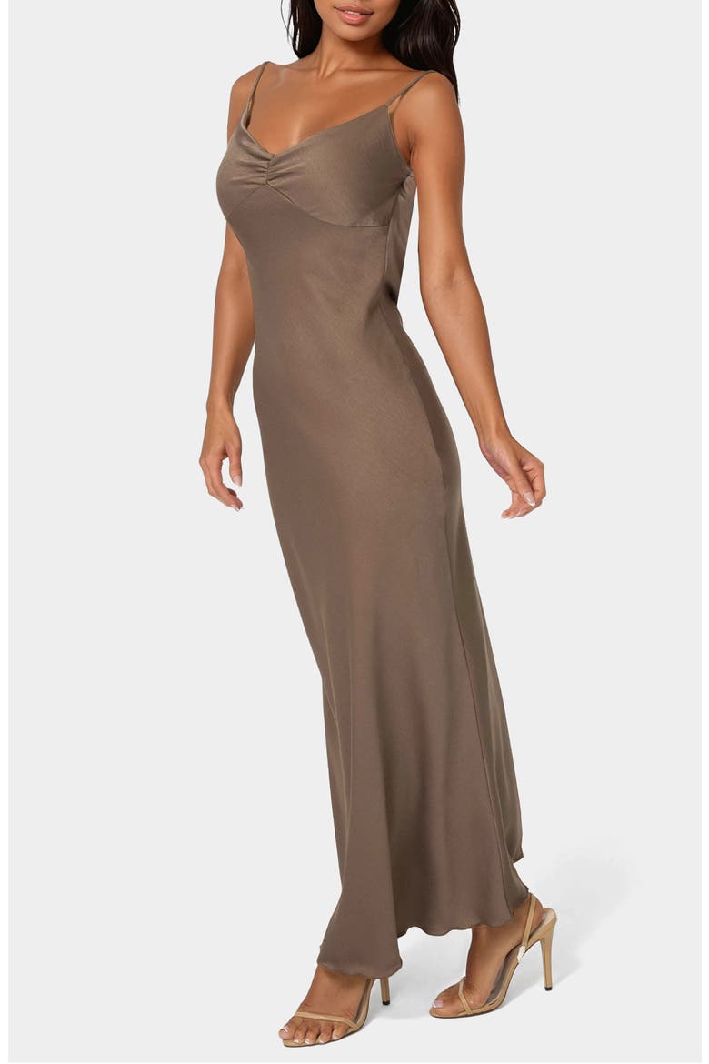 Cey Crepe Draped Back Maxi Slipdress, Alternate, color, MOCHA