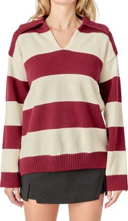 English Factory Stripe Cotton Rugby Sweater