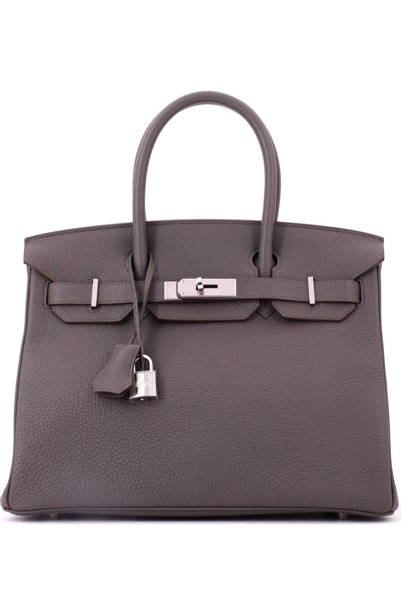 Pre-Owned Hermes Birkin Handbag Grey Togo with Palladium Hardware 30, Main, color, Etain