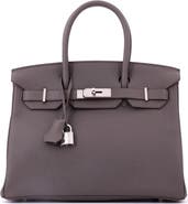 Pre-Owned Hermes Birkin Handbag Grey Togo with Palladium Hardware 30