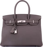 Pre-Owned Hermes Birkin Handbag Grey Togo with Palladium Hardware 30
