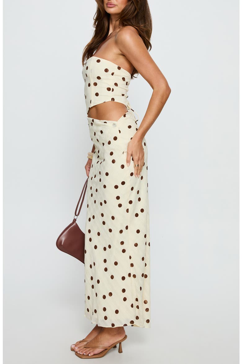 Jasira Strapless Polka Dot Maxi Dress, Alternate, color, CREAM POLKA DOT