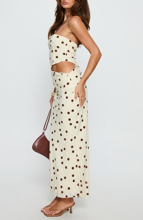 Princess Polly Jasira Strapless Polka Dot Maxi Dress In White