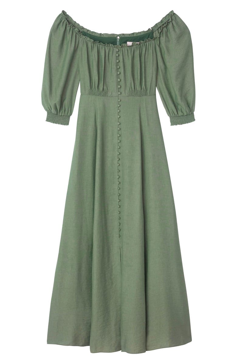 Gal Meets Glam Collection Joanna Shirred Neck Button Front Maxi Dress, Alternate, color, 