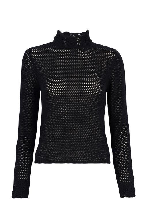 De Loreta Fresia Open Stitch Cotton Blend Sweater In Black