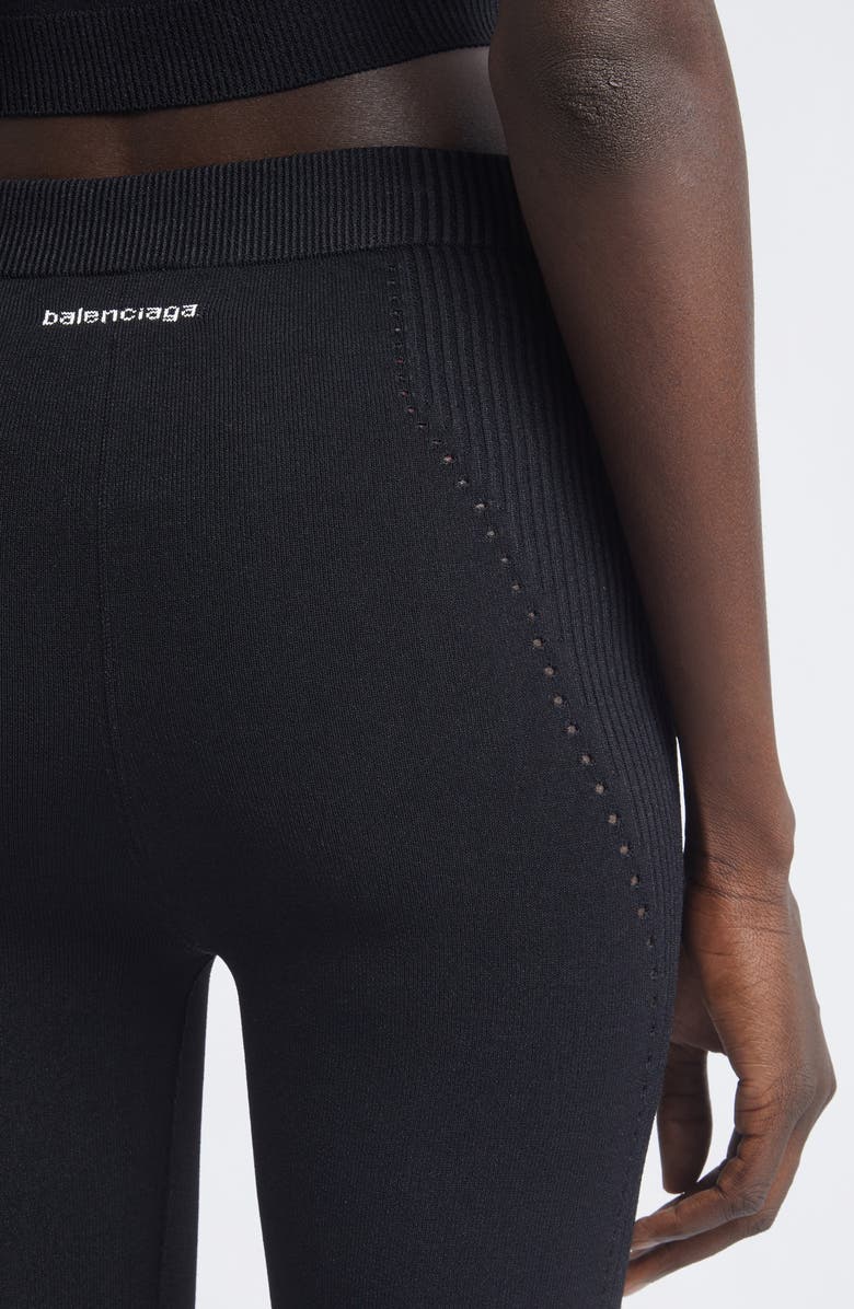 Balenciaga Sporty Athletic Sweater Knit Leggings, Alternate, color, 1000 Black