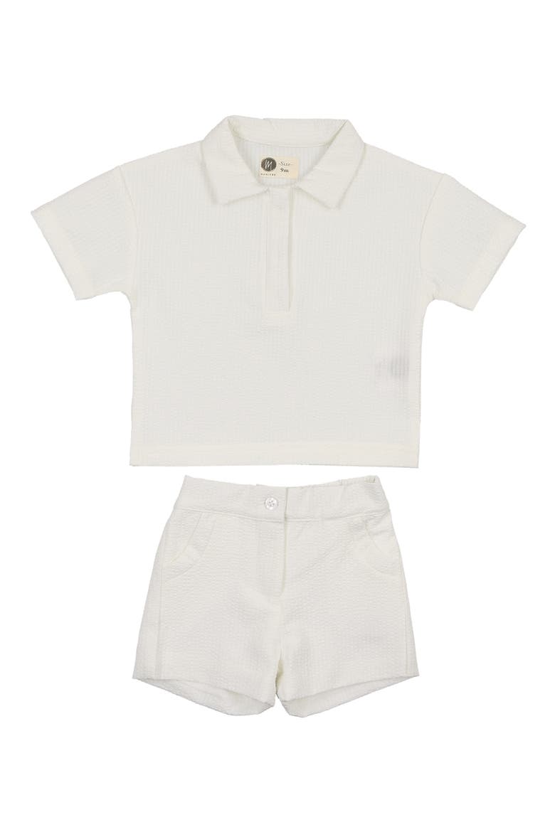 Kids' Seersucker Polo & Shorts Set, Main, color, WHITE
