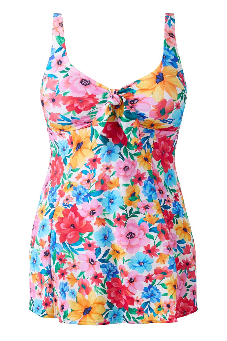 Bow Front Swim Dress, Alternate, color, Wallflower
