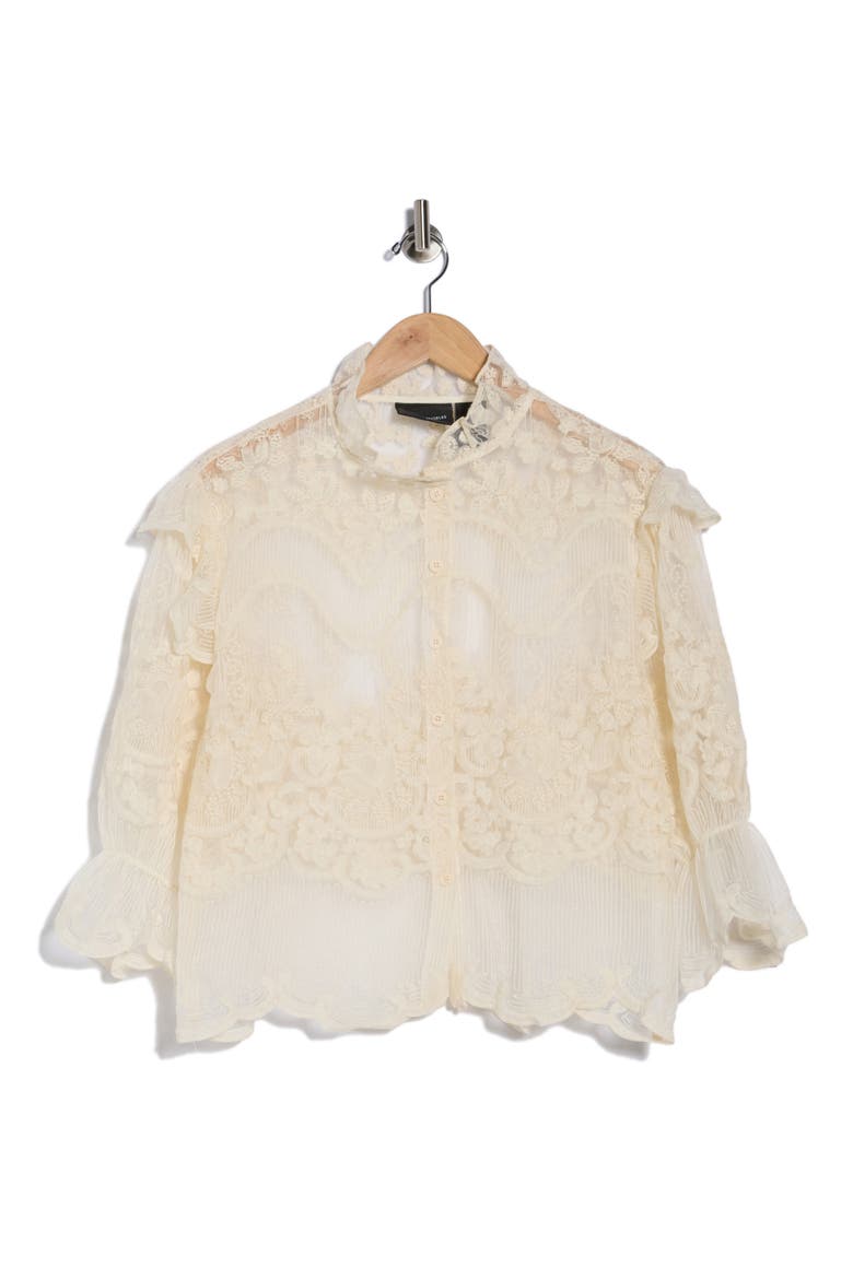 Victorian Lace Button-Up Shirt, Alternate, color, IVORY