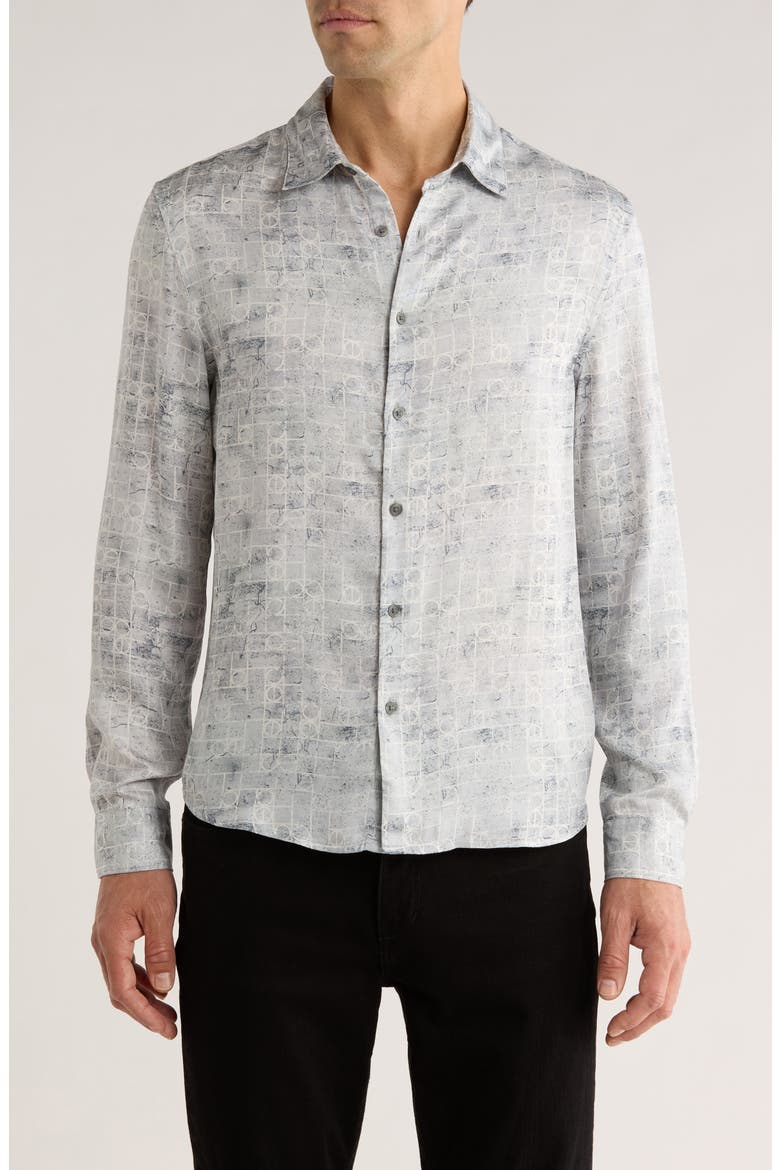 Luca Digital Print Button-Up Shirt, Main, color, SMOKED PEARL GREY