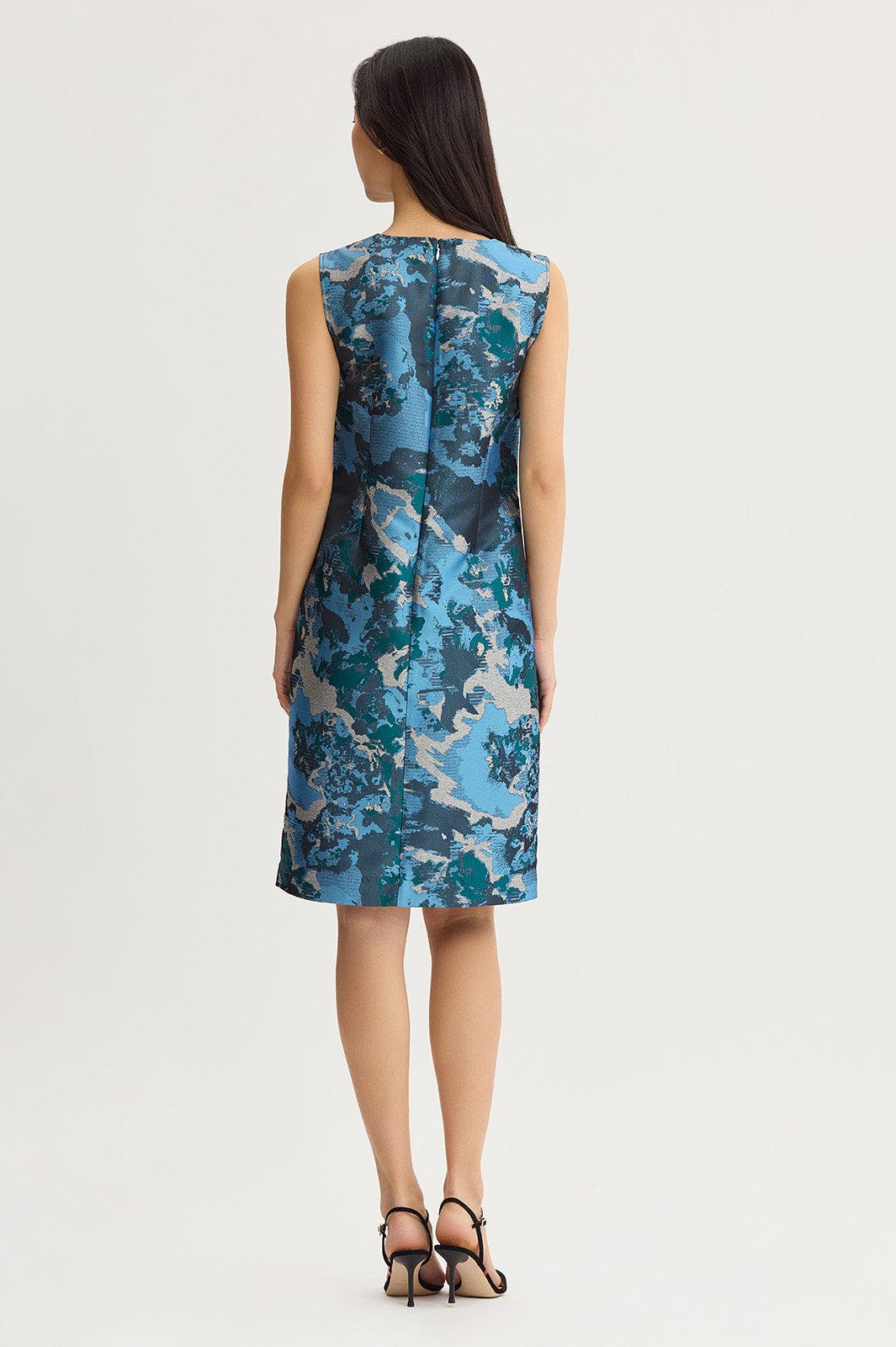 Ming Wang Abstract Jacquard Woven Sheath Knee Length Dress (Women ...