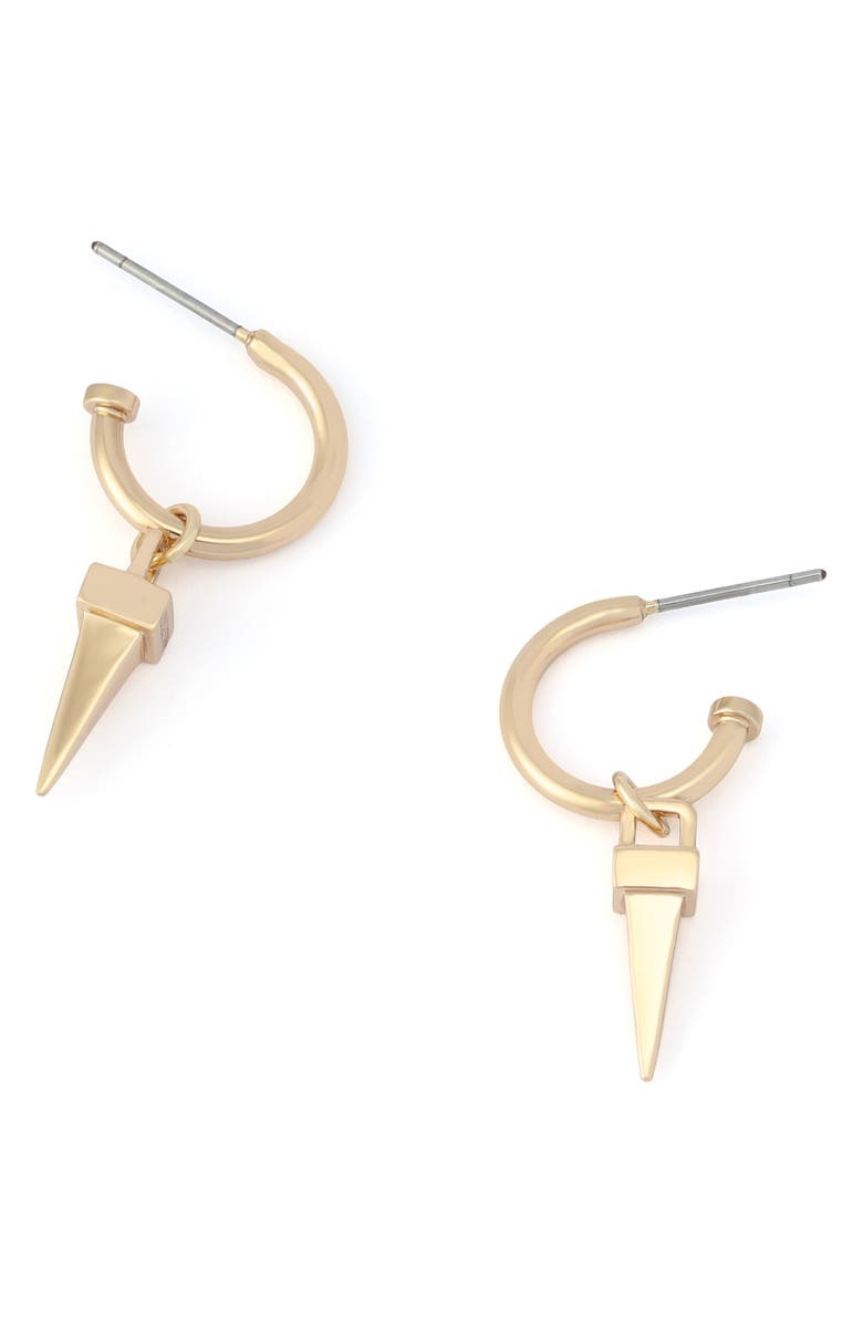 AllSaints Spike Charm Huggie Earrings, Alternate, color, Shiny Gold