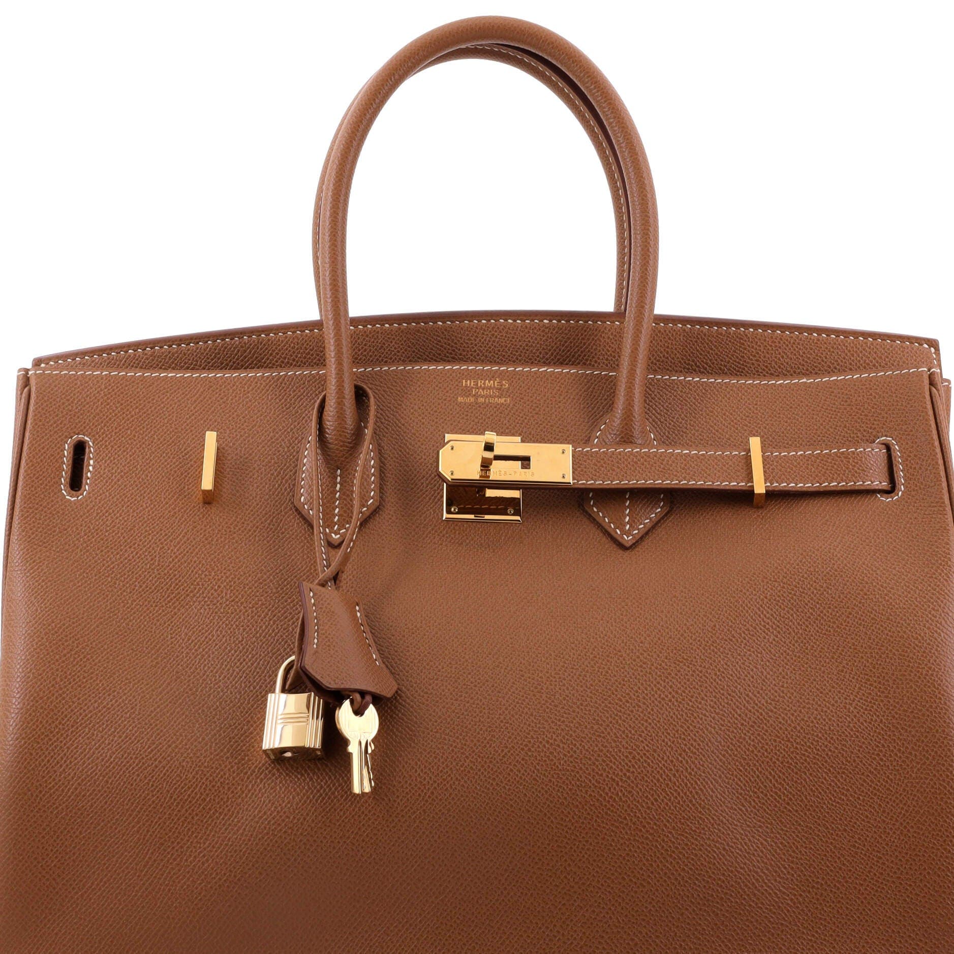 Pre-Owned Hermes Birkin Handbag Brown Veau Grain Lisse with Gold Hardware 35, Alternate, color, Gold