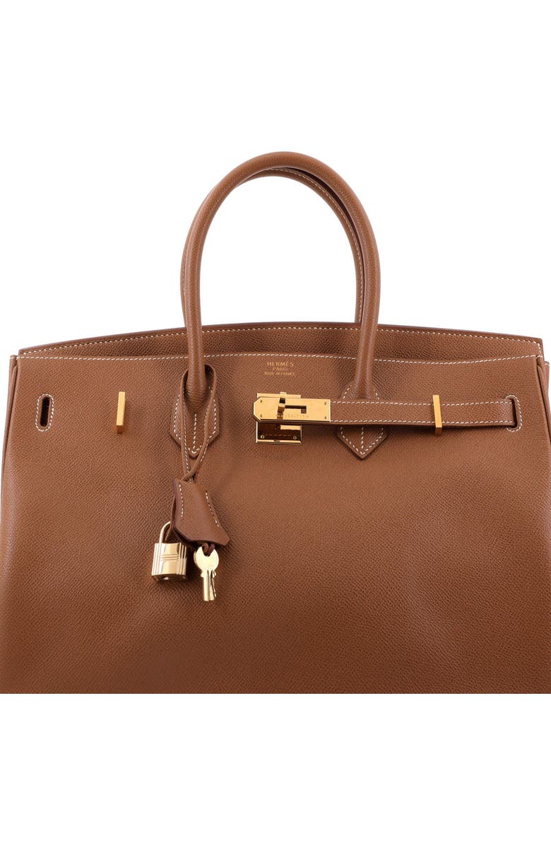Pre-Owned Hermes Birkin Handbag Brown Veau Grain Lisse with Gold Hardware 35, Alternate, color, Gold