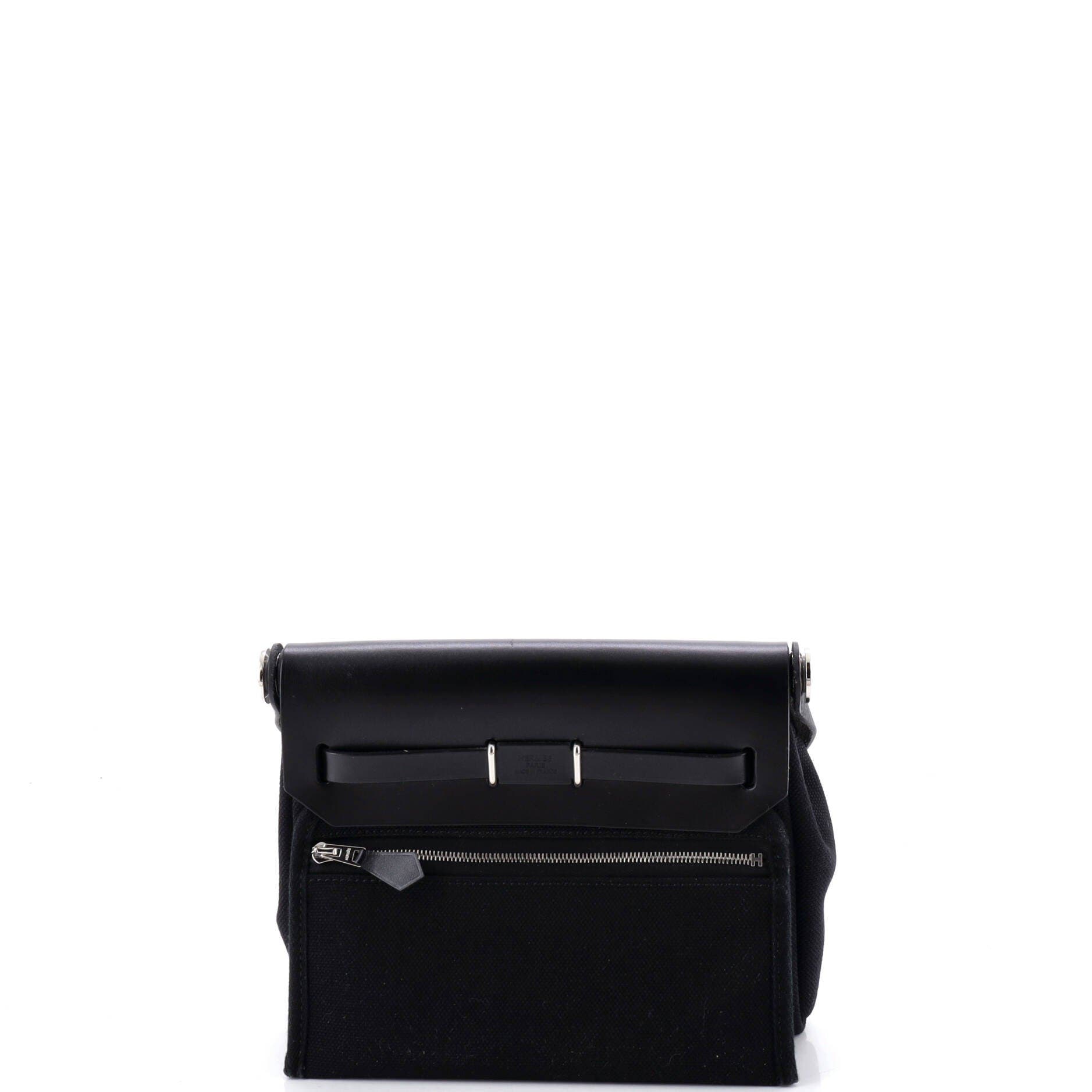 Pre-Owned Hermes Herbag Zip Toile and Leather 20, Alternate, color, Noir