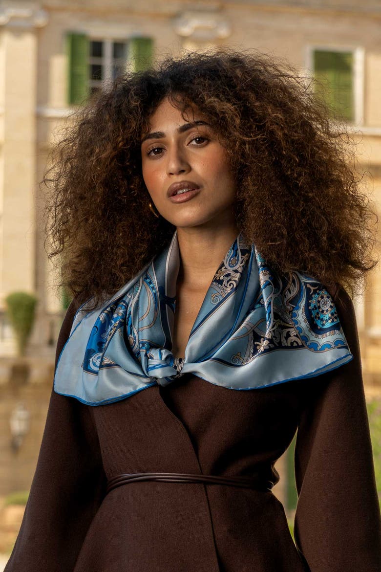 Romina - Silk Foulard for Women, Alternate, color, Blue