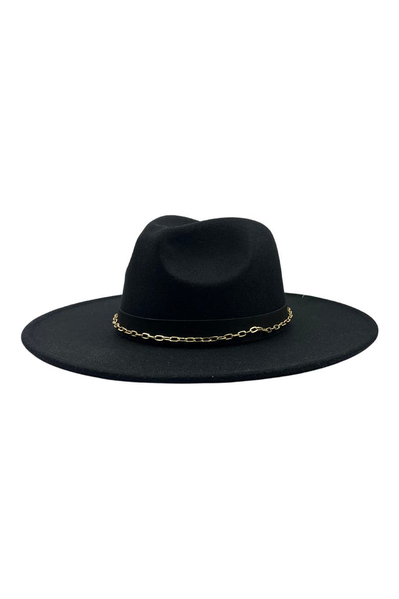 Chain Trim Felt Fedora, Main, color, BLACK