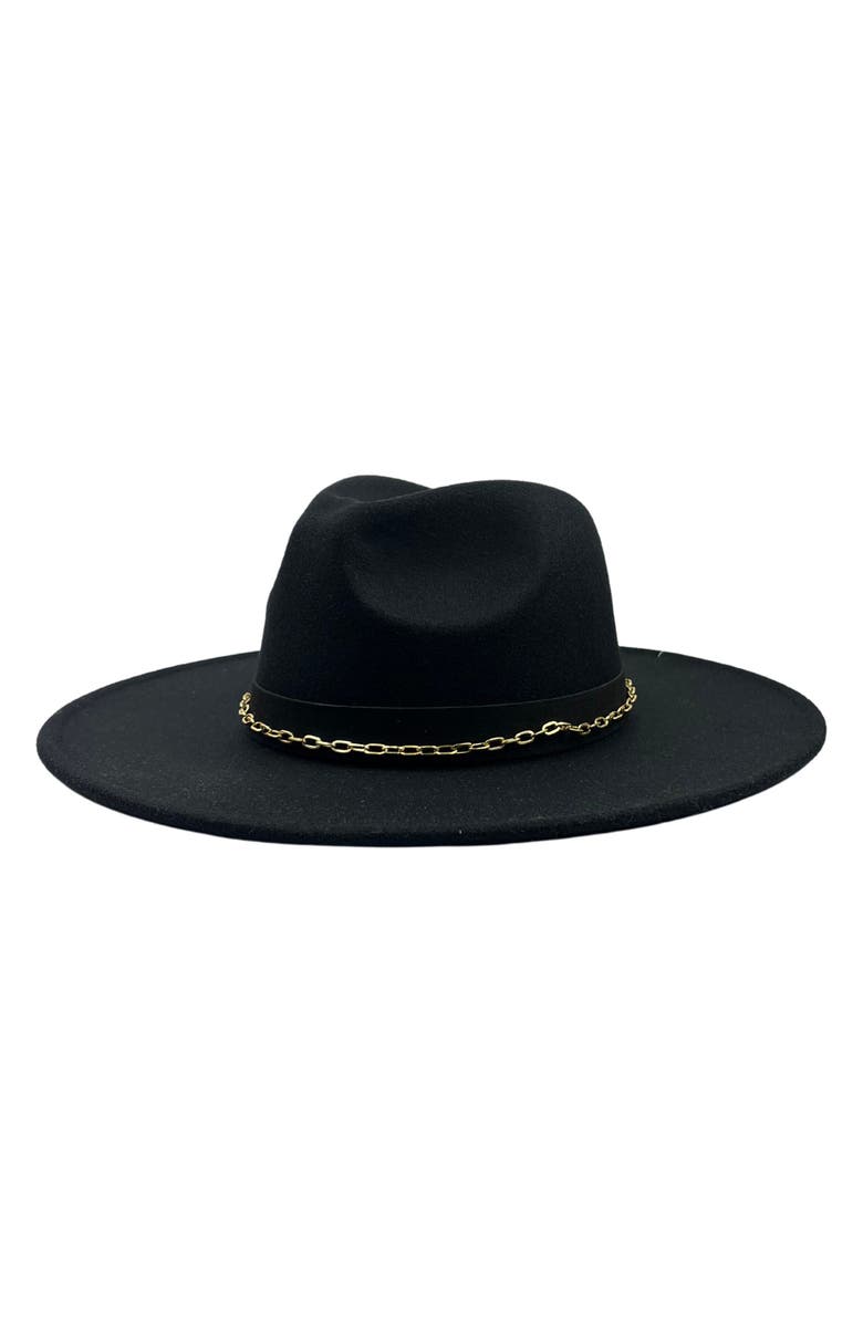 MARCUS ADLER Chain Trim Felt Fedora, Main, color, Black