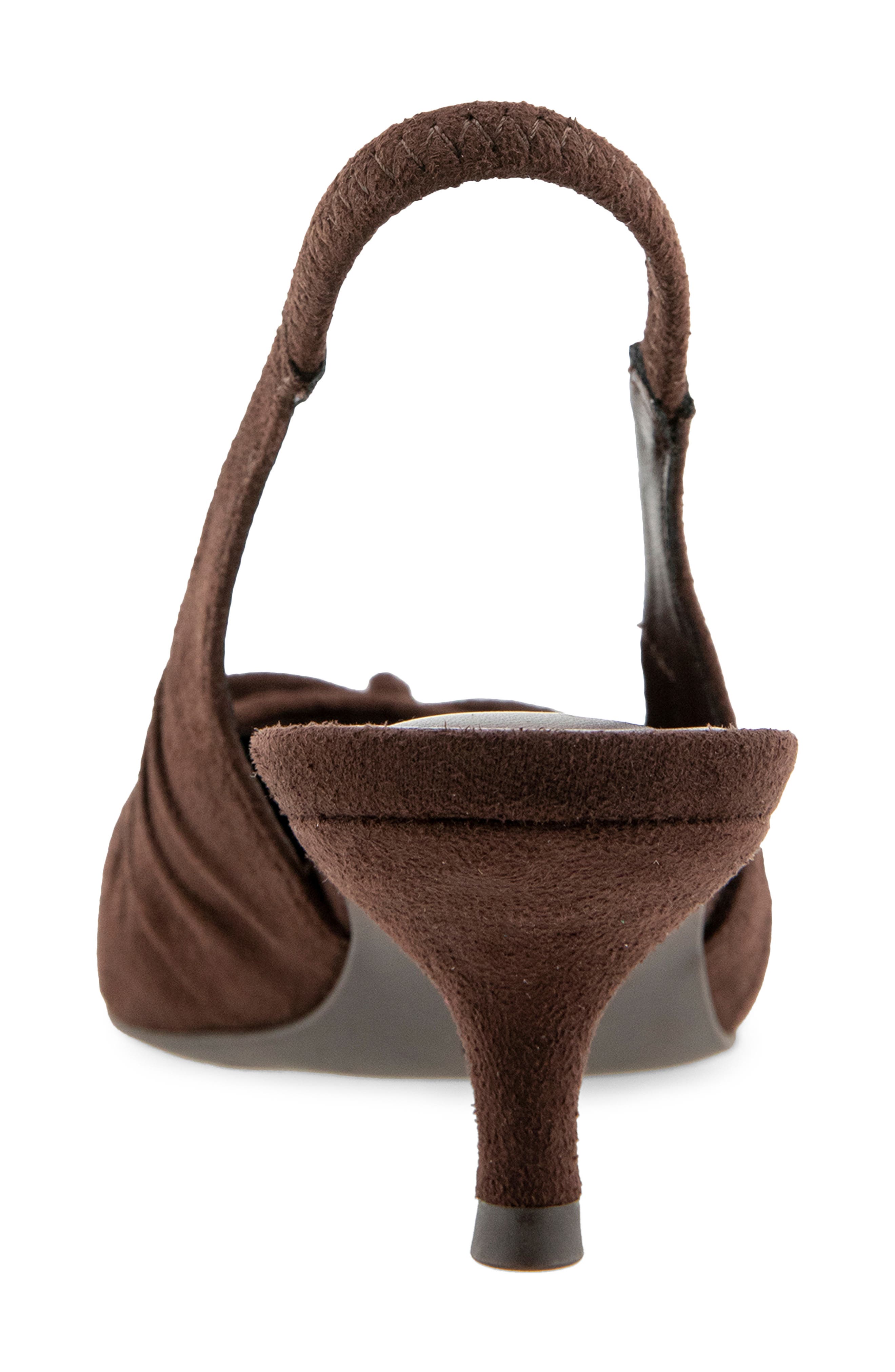 Mango Kitten Heel Slingback Pump, Alternate, color, CHOCOLATE MICRO
