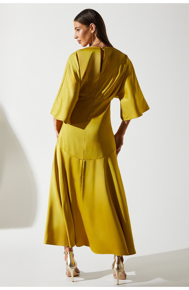 Coast Satin Crepe Ruffle Wrap Midi Dress, Alternate, color, Olive