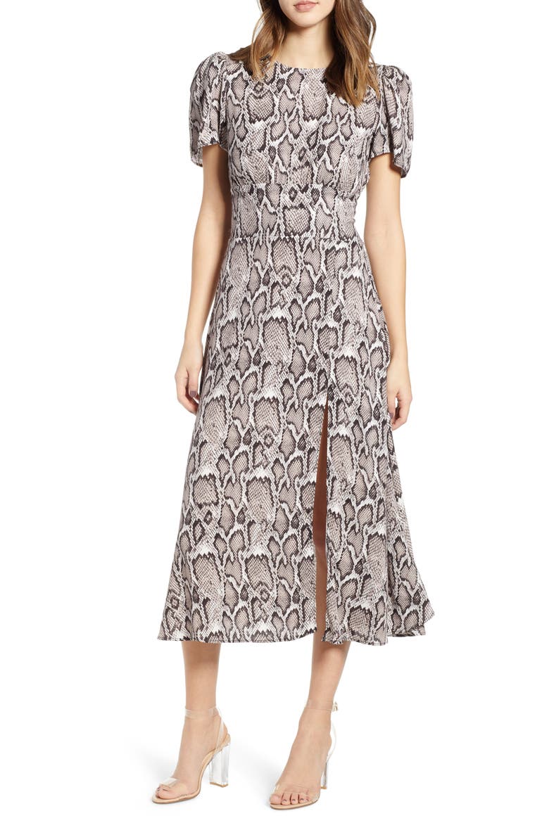 Lala Midi Dress, Main, color, SNAKESKIN