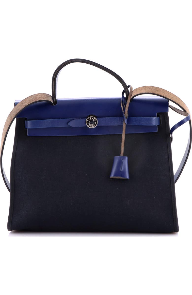 Pre-Owned Hermes Herbag Zip Leather and Toile 31, Main, color, Noir