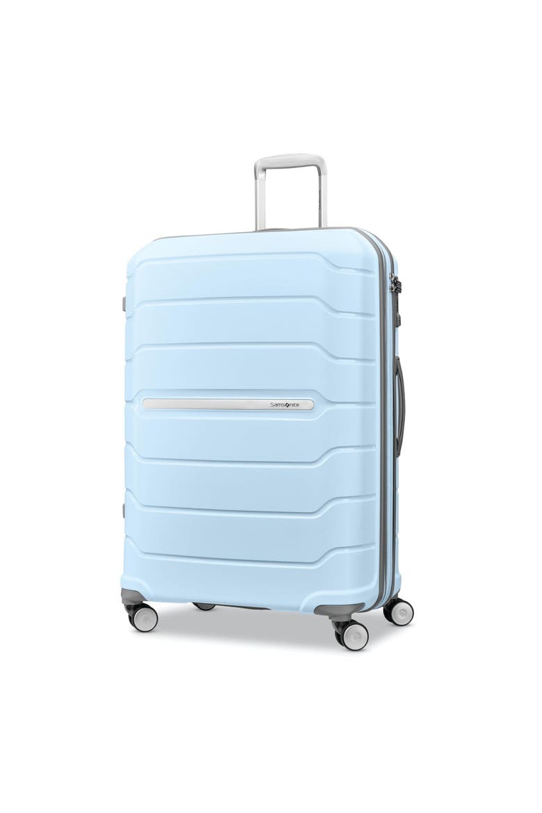 Freeform Hardside Expandable 28" Large Checked Spinner Luggage, Main, color, Sky Blue