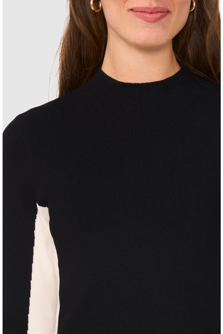 Colorblock Mock Neck Sweater, Alternate, color, RICH BLACK