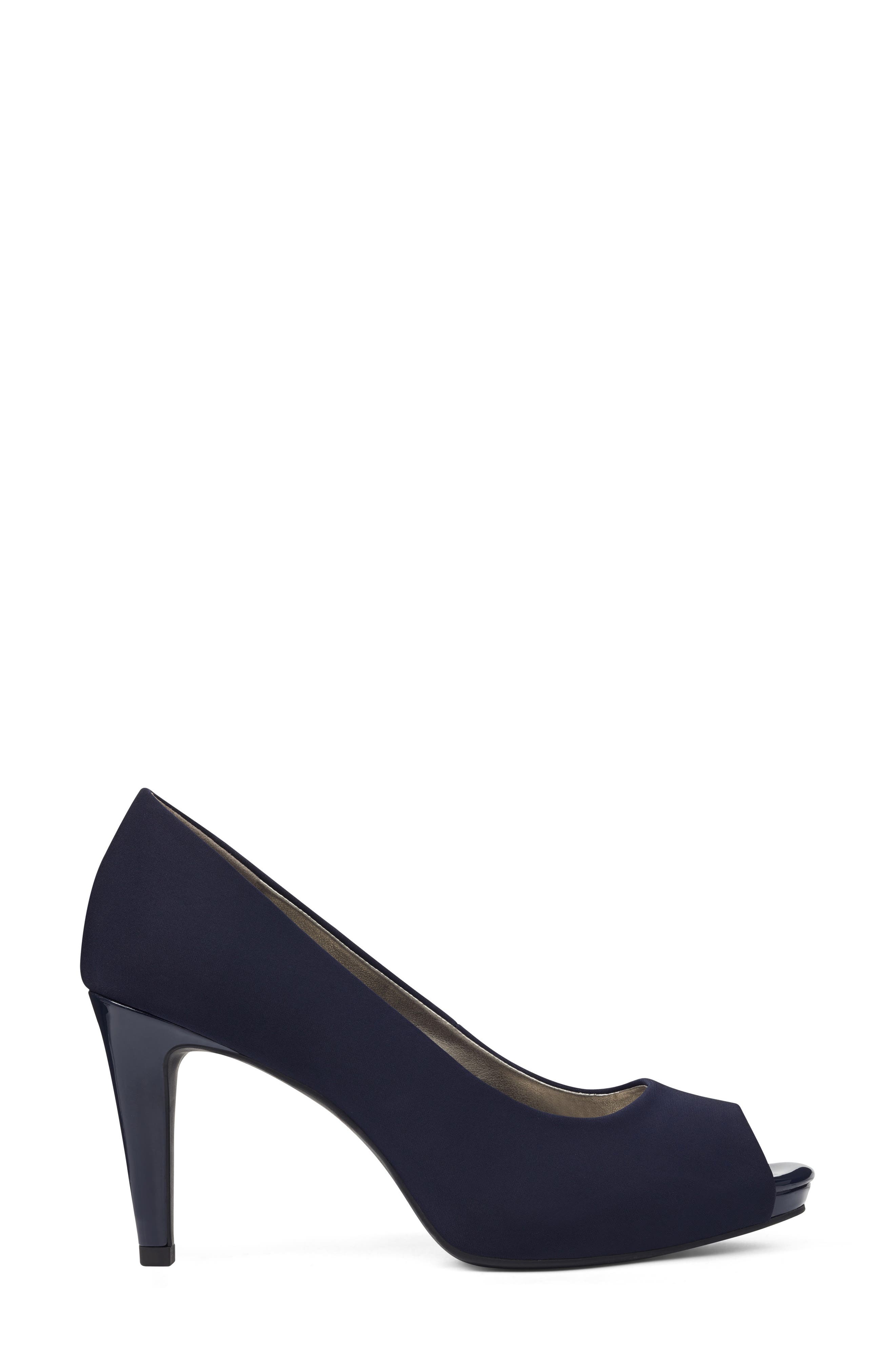 Rainaa Peep Toe Pump, Alternate, color, NAVY BLUE LYCRA