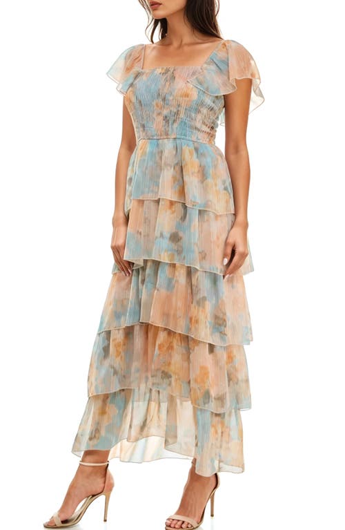 Socialite Smocked Bodice Ruffle Maxi Dress In Multi