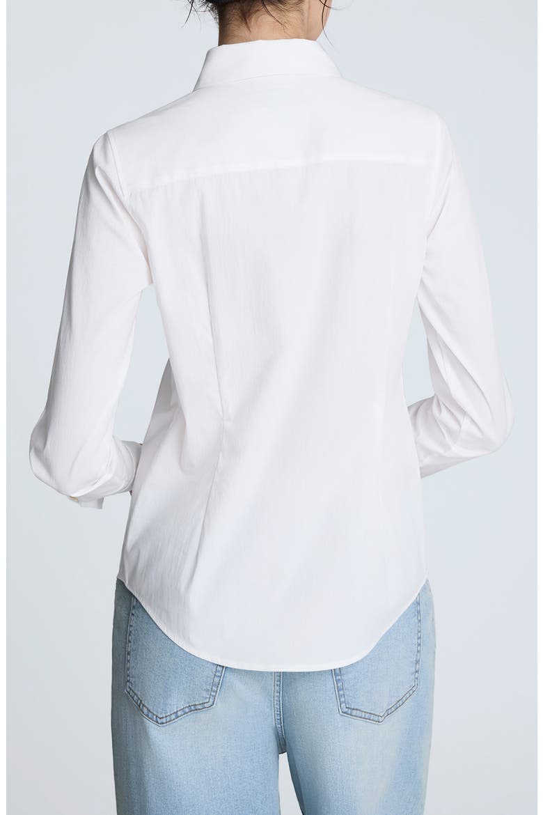 Shaped Cotton Blend Button-Up Shirt, Alternate, color, PURE WHITE