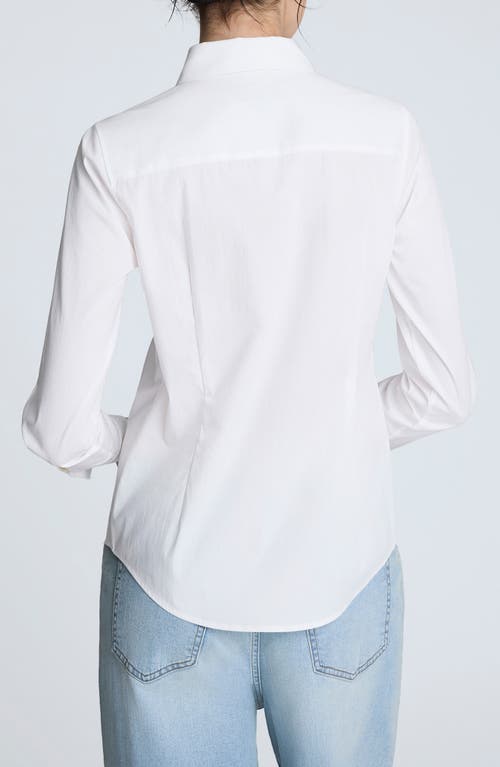 Kenneth Cole Shaped Cotton Blend Button-up Shirt In White