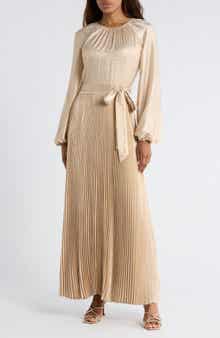Simkhai Varenya Long Sleeve Pleated Maxi Dress