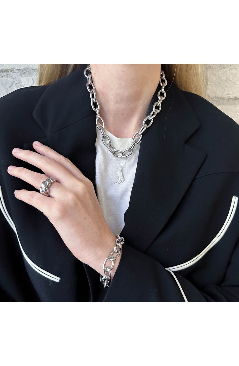 Outofoffice Silver Round Chain Necklace Bracelet Set, Alternate, color, Silver