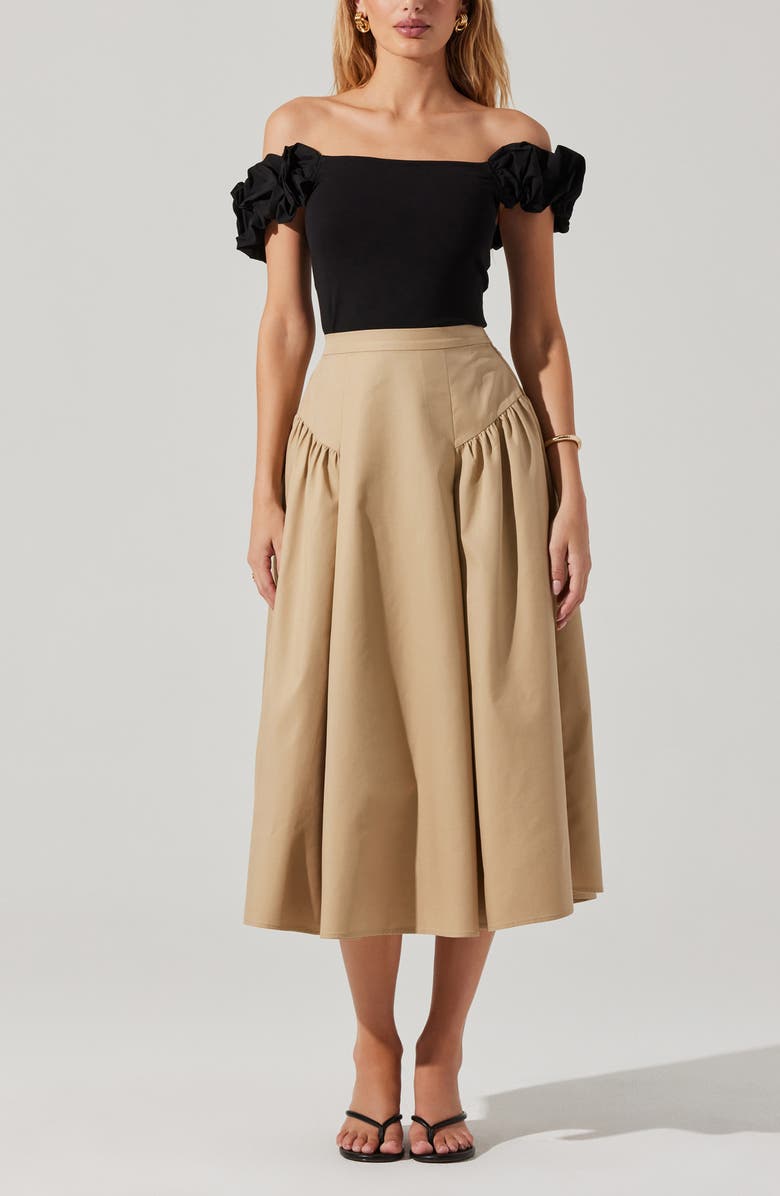 ASTR the Label Hoda Mixed Media Off the Shoulder top, Alternate, color, Black